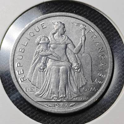 KK钱币收藏小铺  第363场  2月预留时间 周末发货 -  1977法属波利尼西亚1法郎