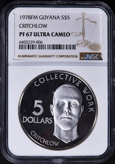 【俄甄集藏】2025年(044)11-12星期三晚 19:30 全场包邮 - 圭亚那1978年独立十周年5元精制纪念大银币，NGC PF67UC，重37.3克，50%银，发行量3825枚