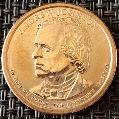 布加迪🐬～世界钱币(上海)🌾第 256 期 /  各国套币和散币 - 美国🇺🇸总统币 1元 第17届 安德鲁·约翰逊(1865-1869)