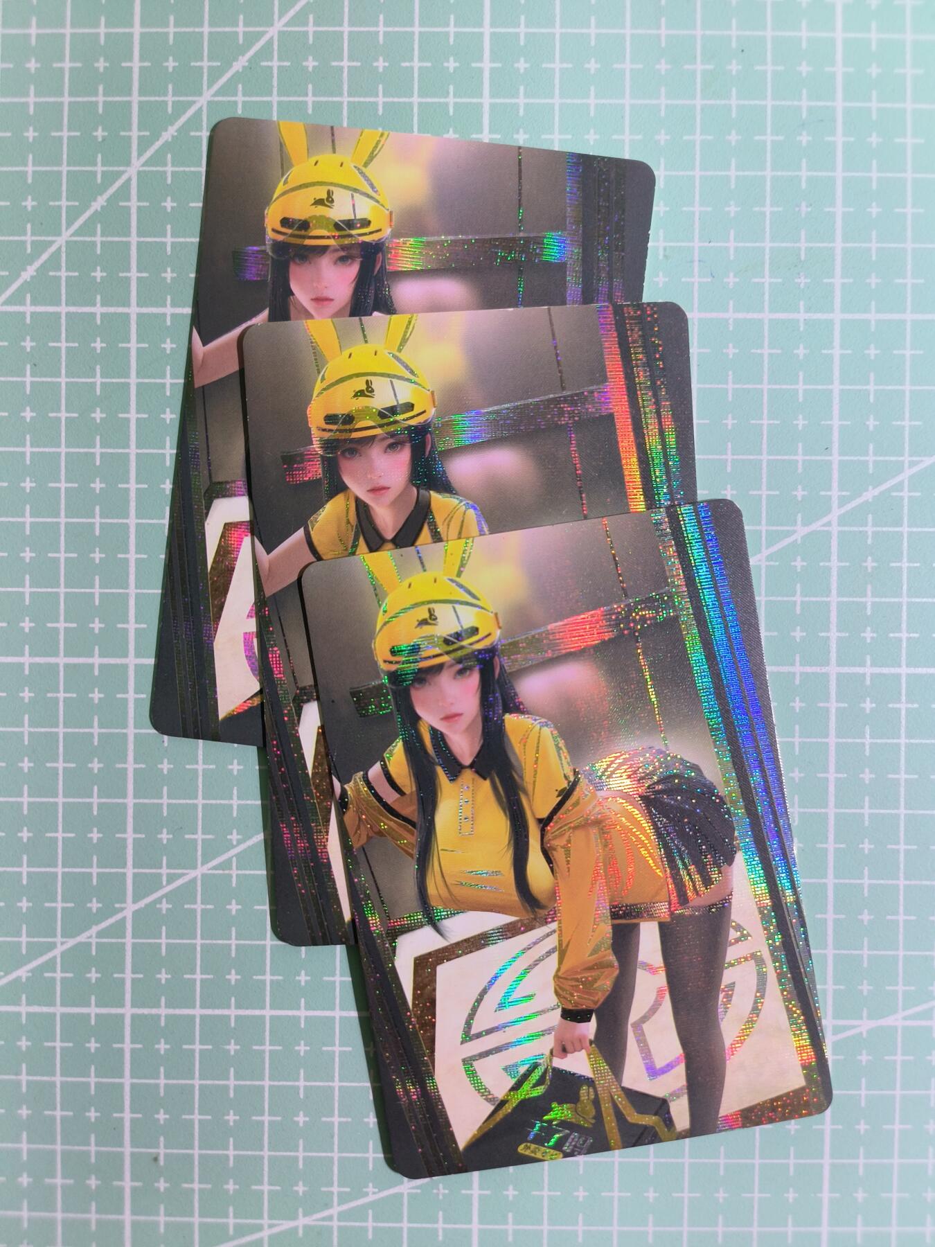 C先生卡牌 第15期 元集纪·刷子签·罐儿签·毒瘤签(持续收拍品中...) 【纱布闪】鸡腿卡牌《都市丽人》外卖员 三渐变(有轻微凹坑，介意勿拍)