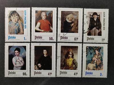 ↓君缘收藏640期☞钱币邮品↓无佣金、可寄存、满30元包邮  - 波兰邮票，1974年馆藏绘画里的儿童邮票8全