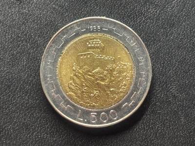 邮泉阁限时拍卖第三十四场 圣马力诺、梵蒂冈、意大利硬币专场（硬币在国外。请付邮费6元。） - 圣马力诺1988年500里拉