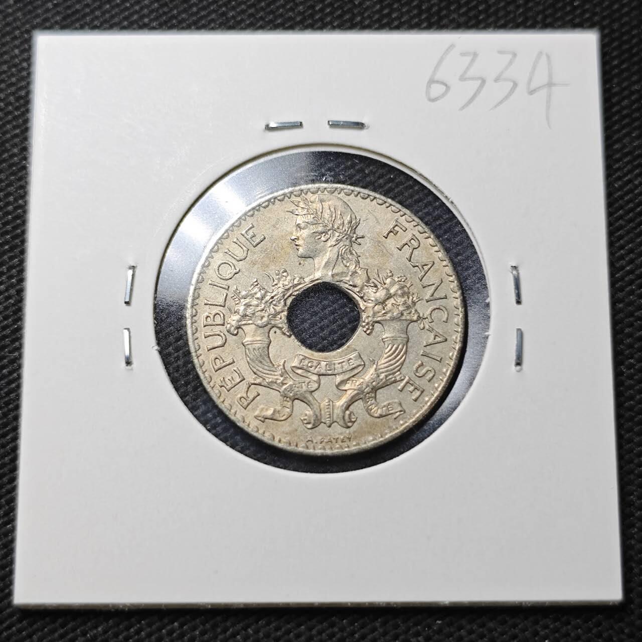 KK钱币收藏小铺  第363场  2月预留时间 周末发货  1938法属印支5分镍币