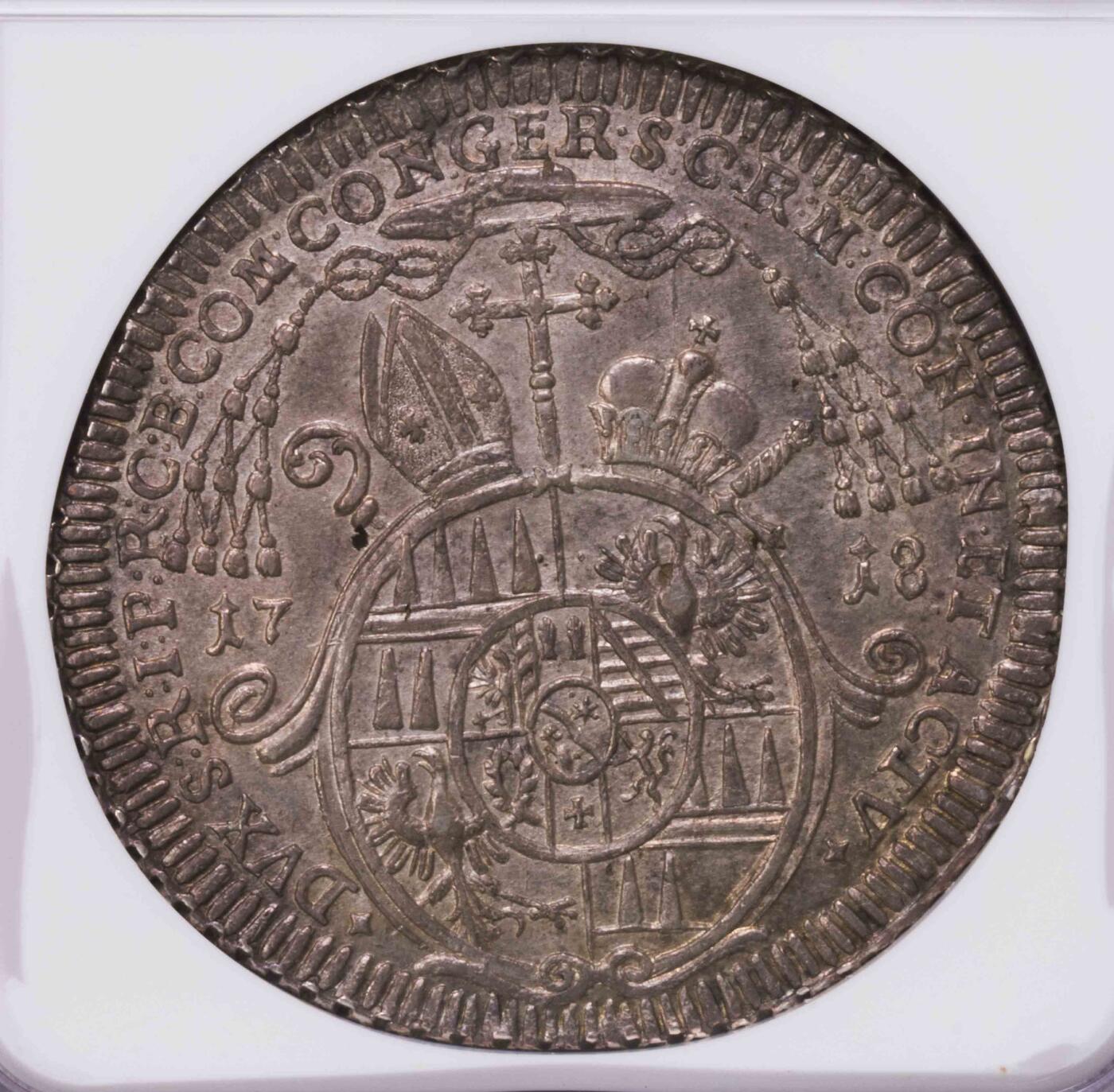 NGC-MS63 1718神罗奥尔穆茨泰勒大银币 唯一冠军