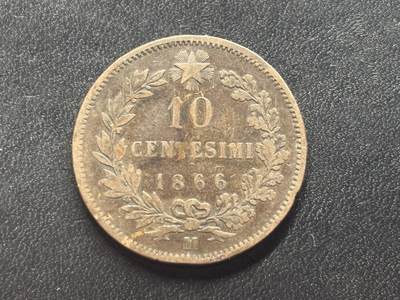 邮泉阁限时拍卖第三十四场 圣马力诺、梵蒂冈、意大利硬币专场（硬币在国外。请付邮费6元。） - 意大利王国维克托·伊曼纽尔二世1866年10分M版