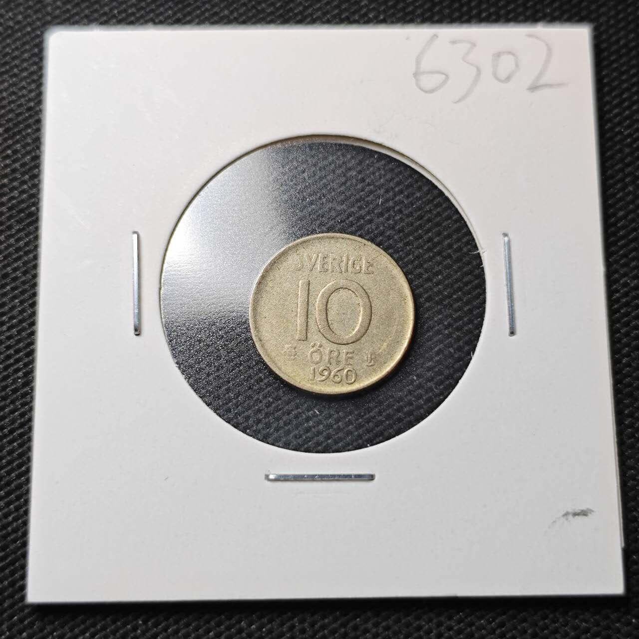 KK钱币收藏小铺  第363场  2月预留时间 周末发货  1960瑞典10欧尔银币