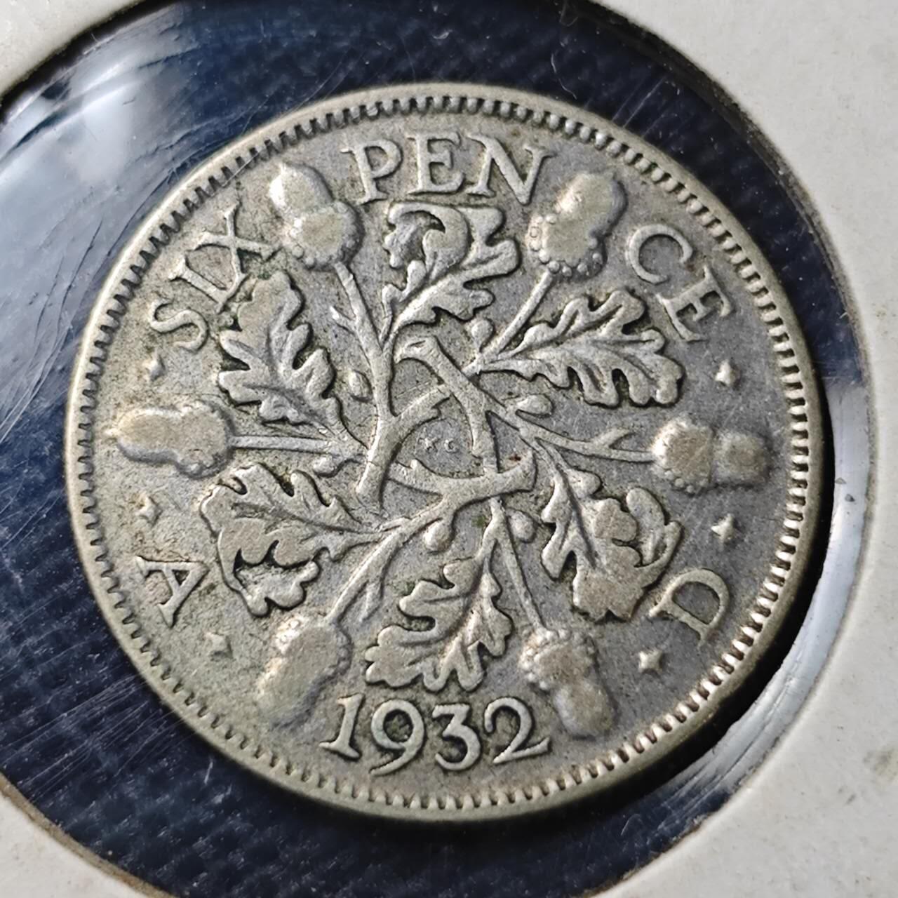 KK钱币收藏小铺  第363场  2月预留时间 周末发货  1932英国6便士银币