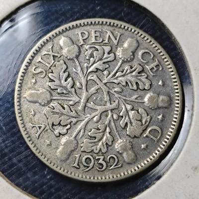 KK钱币收藏小铺  第363场  2月预留时间 周末发货 -  1932英国6便士银币
