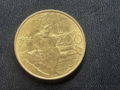 邮泉阁限时拍卖第三十四场 圣马力诺、梵蒂冈、意大利硬币专场（硬币在国外。请付邮费6元。） - 圣马力诺1994年200里拉