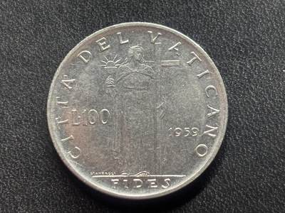 邮泉阁限时拍卖第三十四场 圣马力诺、梵蒂冈、意大利硬币专场（硬币在国外。请付邮费6元。） - 梵蒂冈教宗若望二十三世1959年100里拉