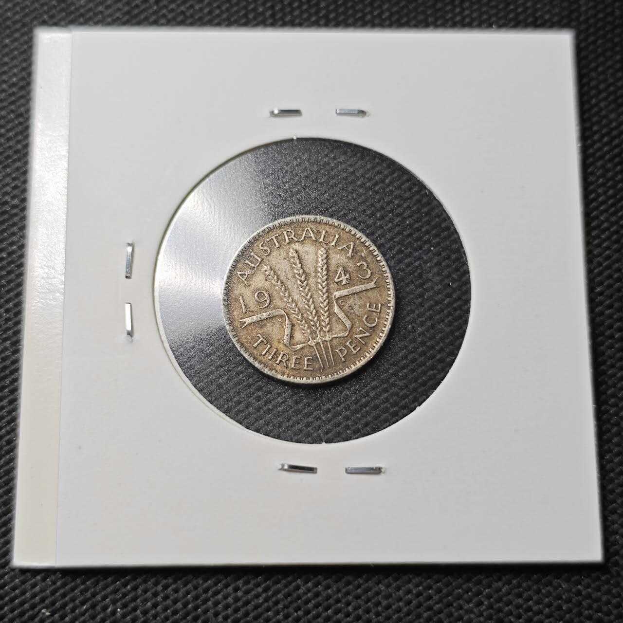 KK钱币收藏小铺  第363场  2月预留时间 周末发货  1943澳大利亚3便士银币