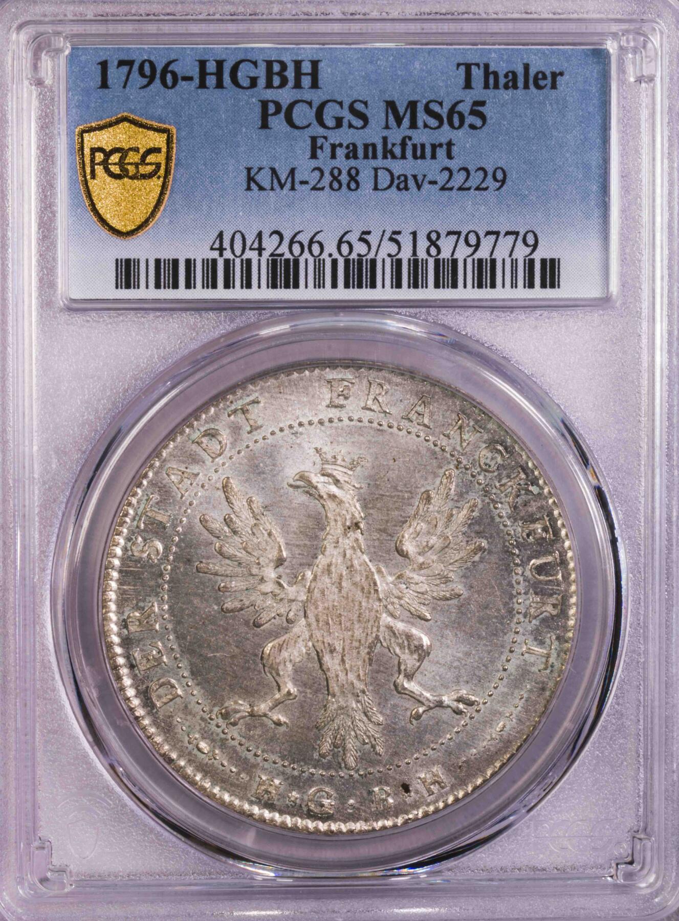 PCGS-MS65 1796法兰克福烤鸡泰勒 冠军出厂状态