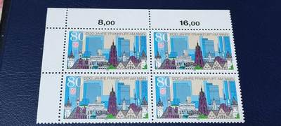 德国邮票专场，都是四方联 - 德国邮票四方联，1994年发行， 法兰克福建城1200周年。品相如图