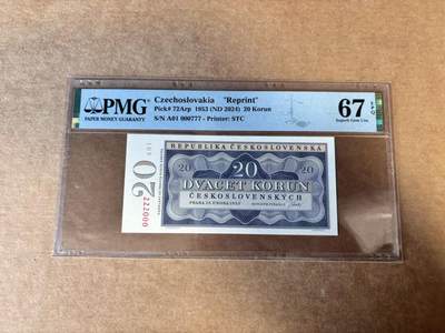 【Blue Auction】世界纸币精拍第745期——18级TOP拍卖/信誉/品质/专业/高效💫 - 【重印版 A01百位豹子号】捷斯 2024年20克朗 PMG67EPQ 