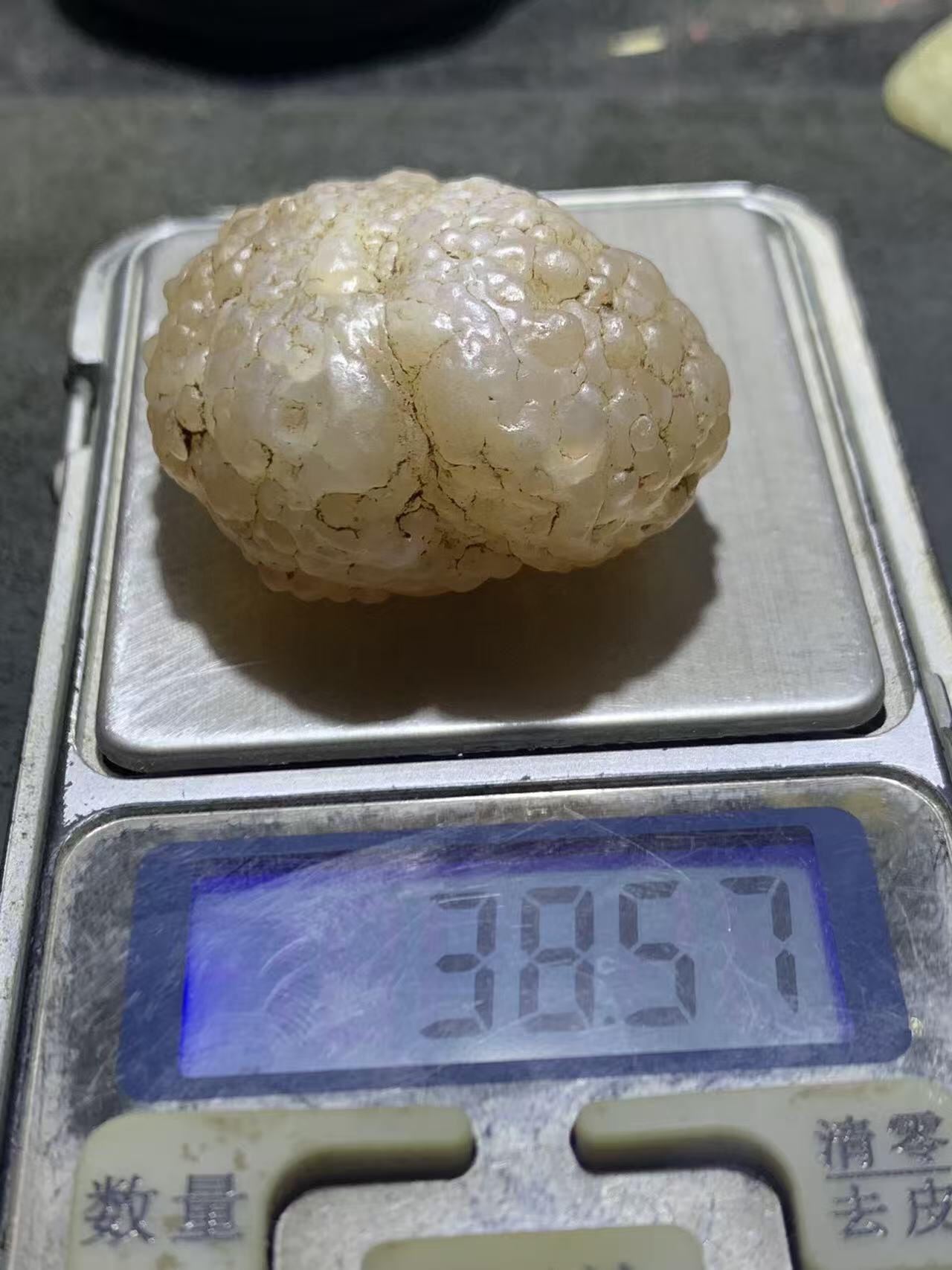 精美戈壁冰透高玉化鱼籽纹筋脉石原石一颗，