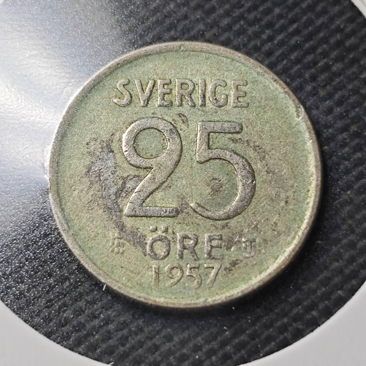 KK钱币收藏小铺  第363场  2月预留时间 周末发货  1957瑞典25欧尔银币