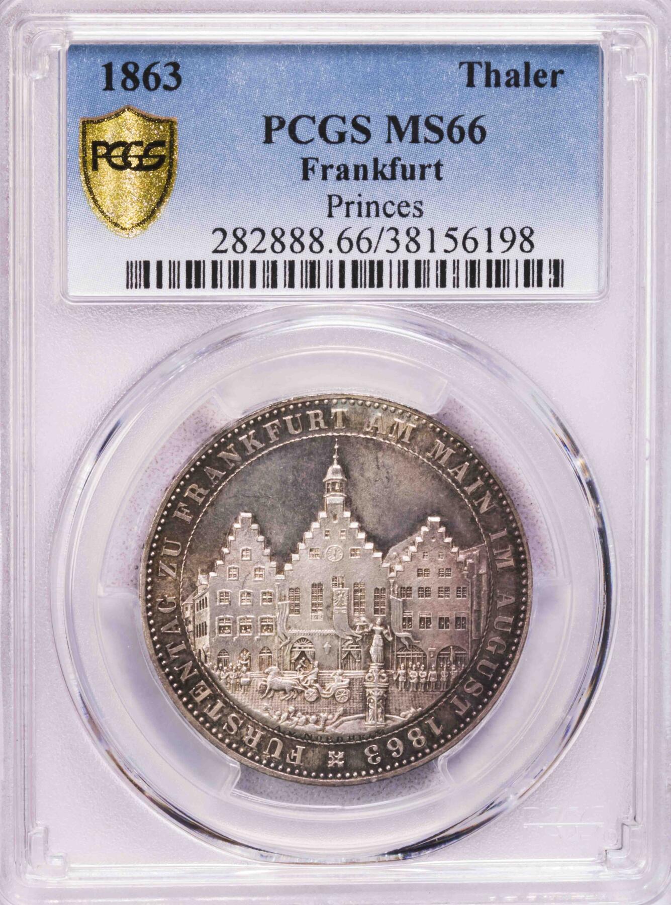 PCGS-MS66 1863法兰克福王子会议泰勒 超级完美品
