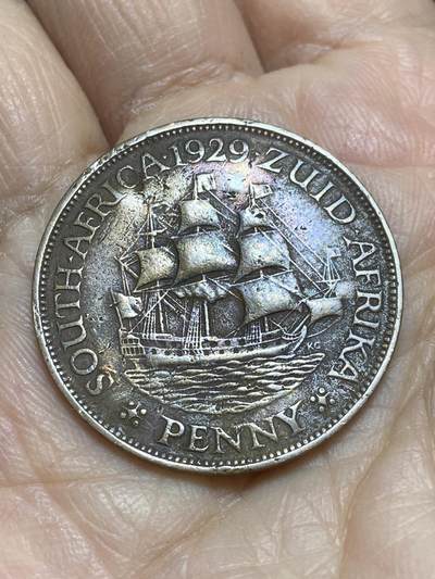 2025年第一百二十一场(总第一百四十七场）外国好品散币(免佣金) - 少见–英属南非1929年1便士(乔治五世第二版)