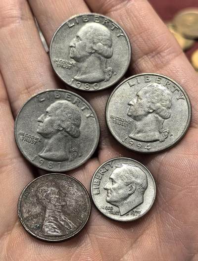 南宋泉阁俄币 外币 国币 专场第十八期 【送拍无额外佣金】 - 美国  25美分3枚 10美分一枚 1美分一枚 一组5枚 好品