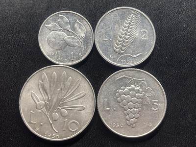 邮泉阁限时拍卖第三十四场 圣马力诺、梵蒂冈、意大利硬币专场（硬币在国外。请付邮费6元。） - 意大利1950年4枚