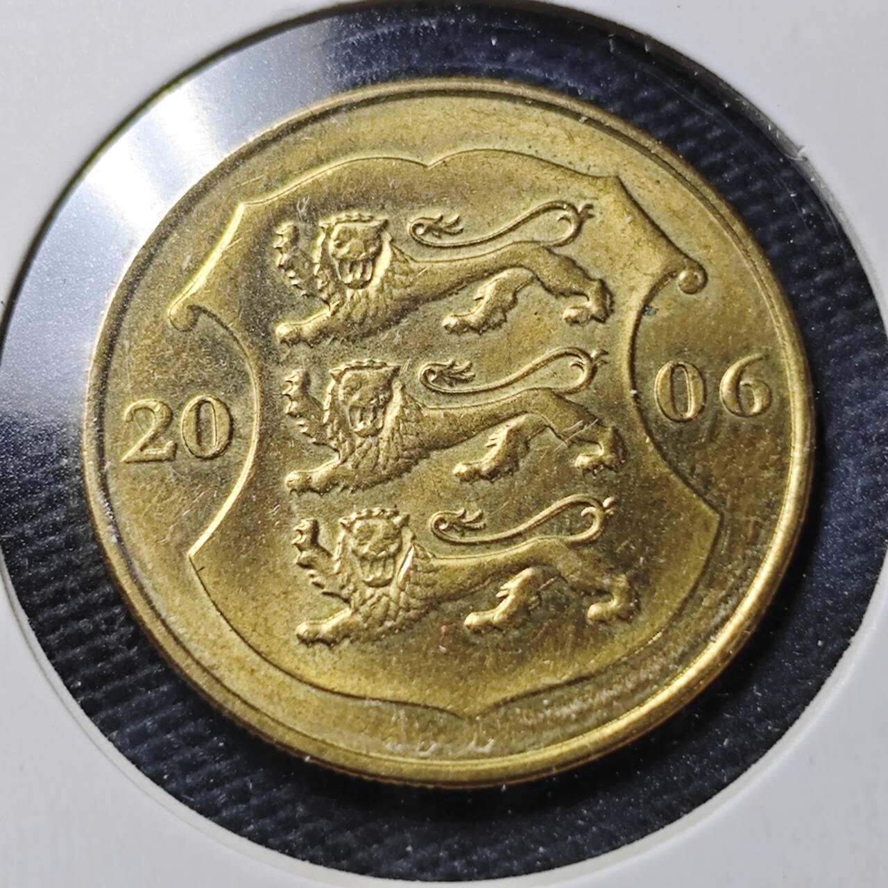 KK钱币收藏小铺  第362场  2月预留时间 周末发货  2006爱沙尼亚1克朗好品