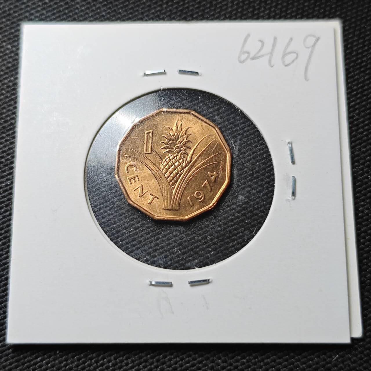 KK钱币收藏小铺  第362场  2月预留时间 周末发货  1974斯威士兰1分铜币 好品