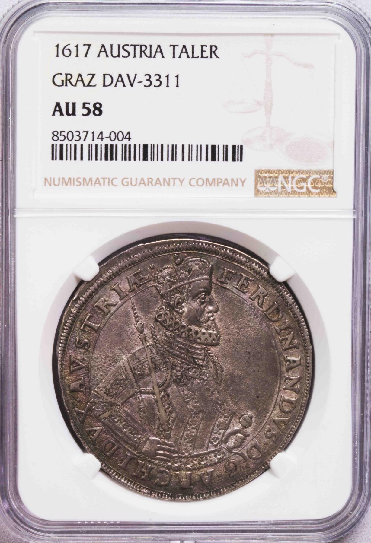 NGC-AU58 1617费迪南德泰勒大银币 稀少格拉兹厂
