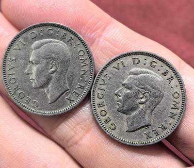 南宋泉阁俄币 外币 国币 专场第十八期 【送拍无额外佣金】 - 英国 1947年 乔治六世1先令一对 通货好品 字口还可以 