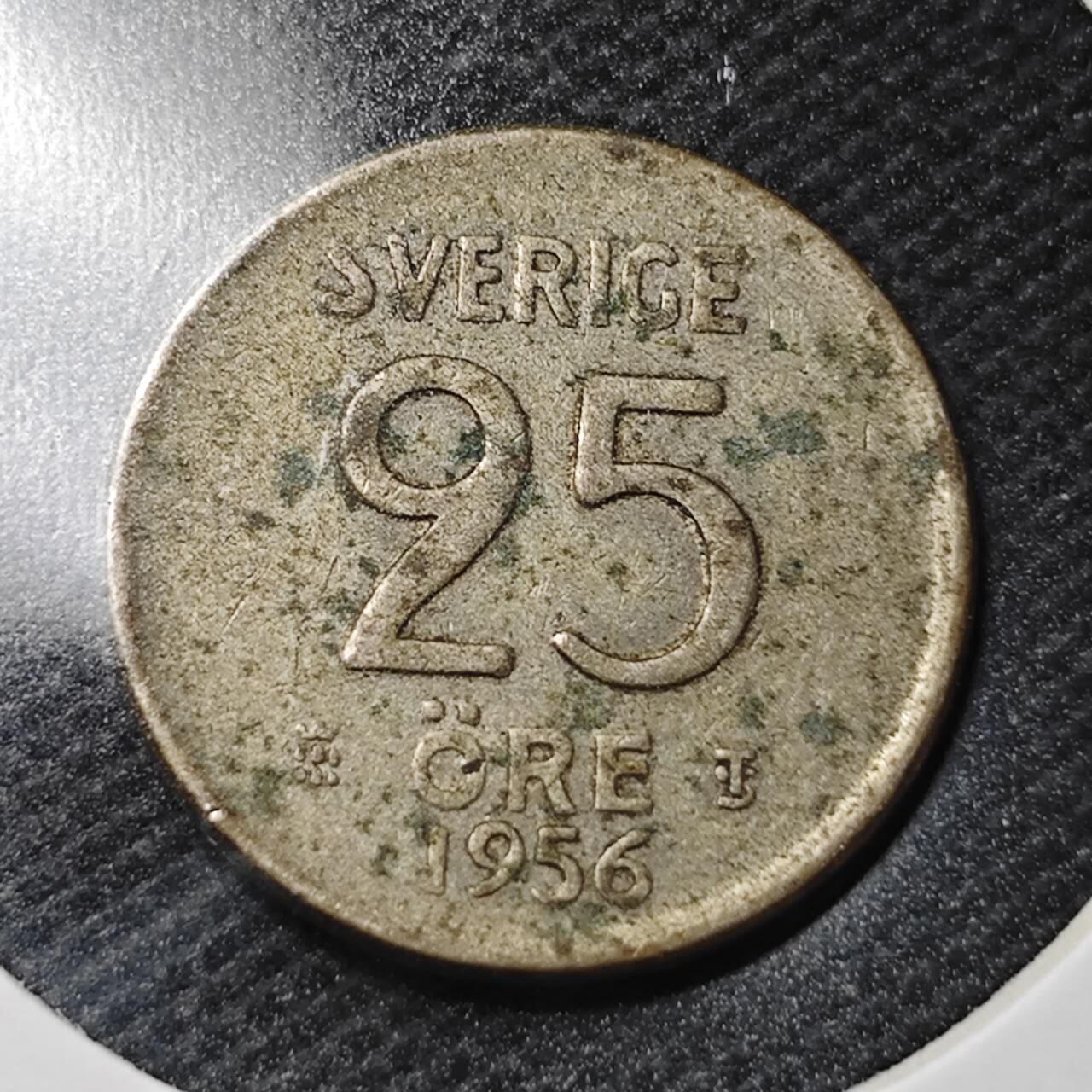KK钱币收藏小铺  第363场  2月预留时间 周末发货  1956瑞典25欧尔银币