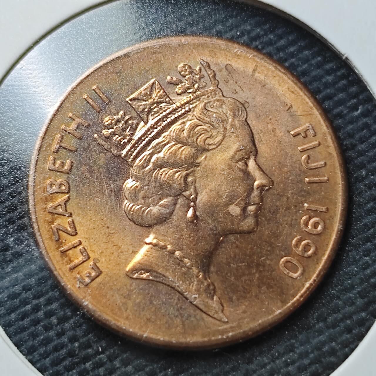 KK钱币收藏小铺  第362场  2月预留时间 周末发货  1990斐济2分 好品