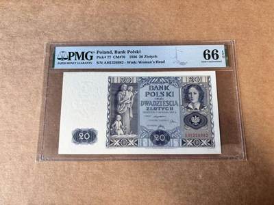 【Blue Auction】世界纸币精拍第745期——18级TOP拍卖/信誉/品质/专业/高效💫 - 【无47】波兰 1936年20兹罗提 PMG66EPQ
