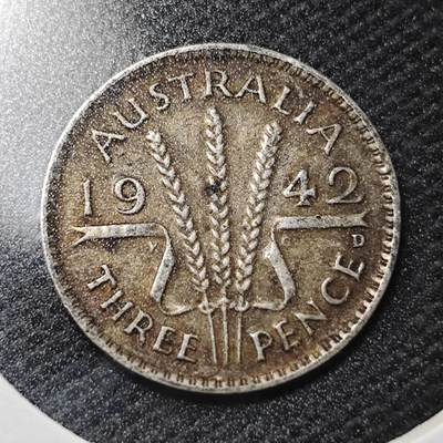 KK钱币收藏小铺  第363场  2月预留时间 周末发货 -  1942澳大利亚3便士银币