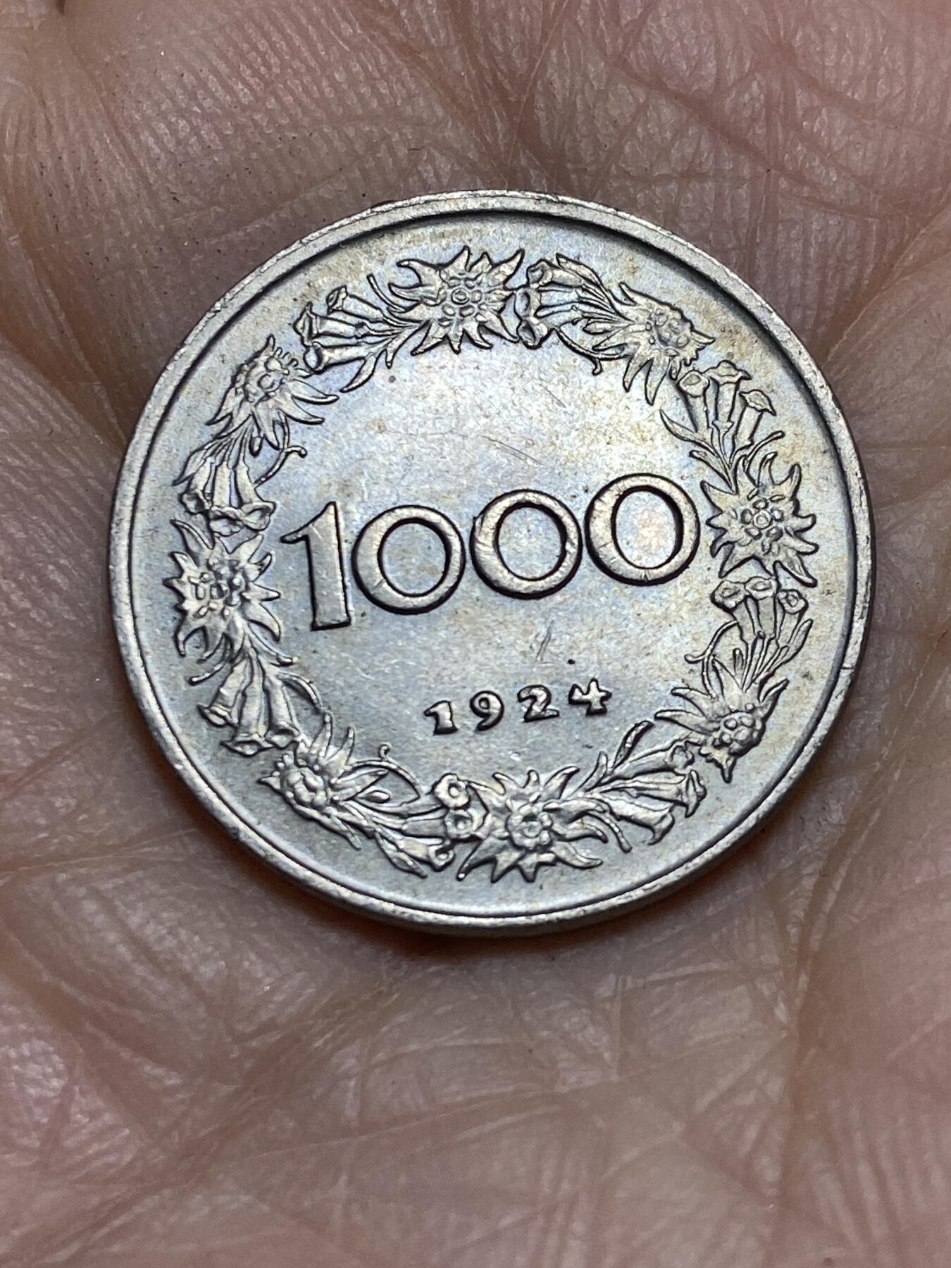 2025年第一百二十一场(总第一百四十七场）外国好品散币(免佣金) 奥地利🇦🇹1924年1000克朗(二战前共和国时期第一套最大面值)