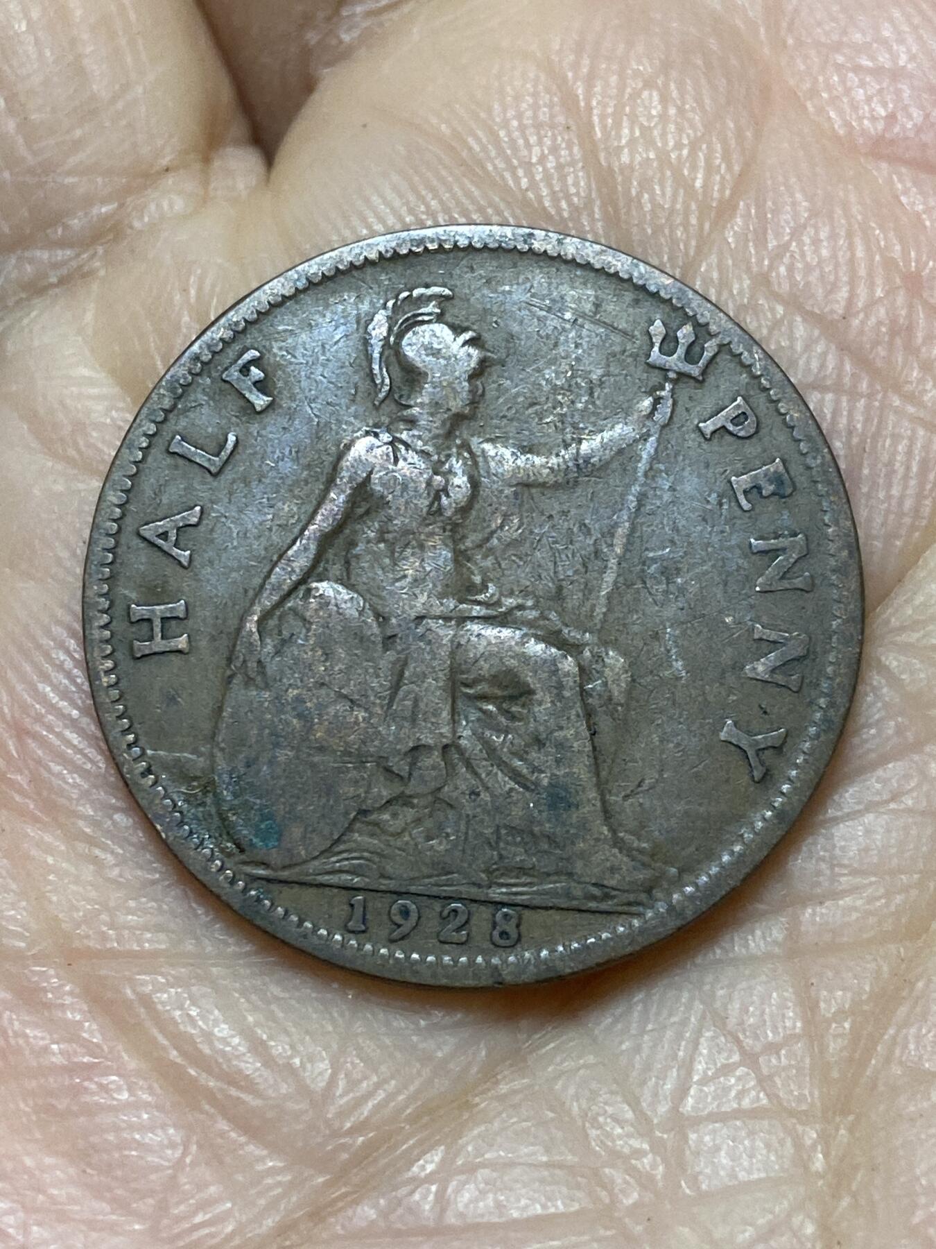 2025年第一百二十一场(总第一百四十七场）外国好品散币(免佣金) 英国🇬🇧1928年半便士(乔治五世第三版)