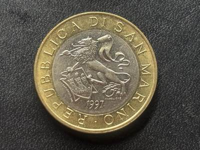 邮泉阁限时拍卖第三十四场 圣马力诺、梵蒂冈、意大利硬币专场（硬币在国外。请付邮费6元。） - 圣马力诺1997年1000里拉