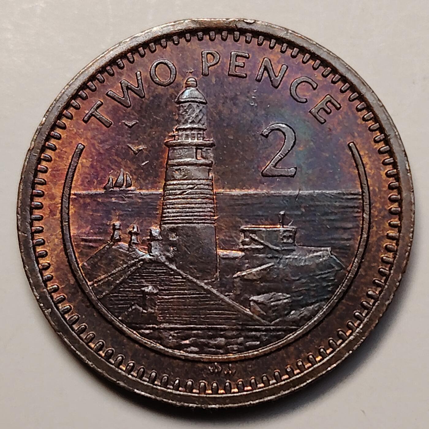 布加迪🐬～世界钱币(上海)🌾第 256 期 /  各国套币和散币 直布罗陀🇬🇮 1994年 2便士