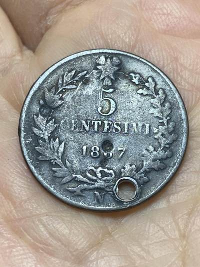 2025年第一百二十一场(总第一百四十七场）外国好品散币(免佣金) - 意大利王国1887年5分(维托里奥·埃马努埃莱二世，N标那不勒斯造)