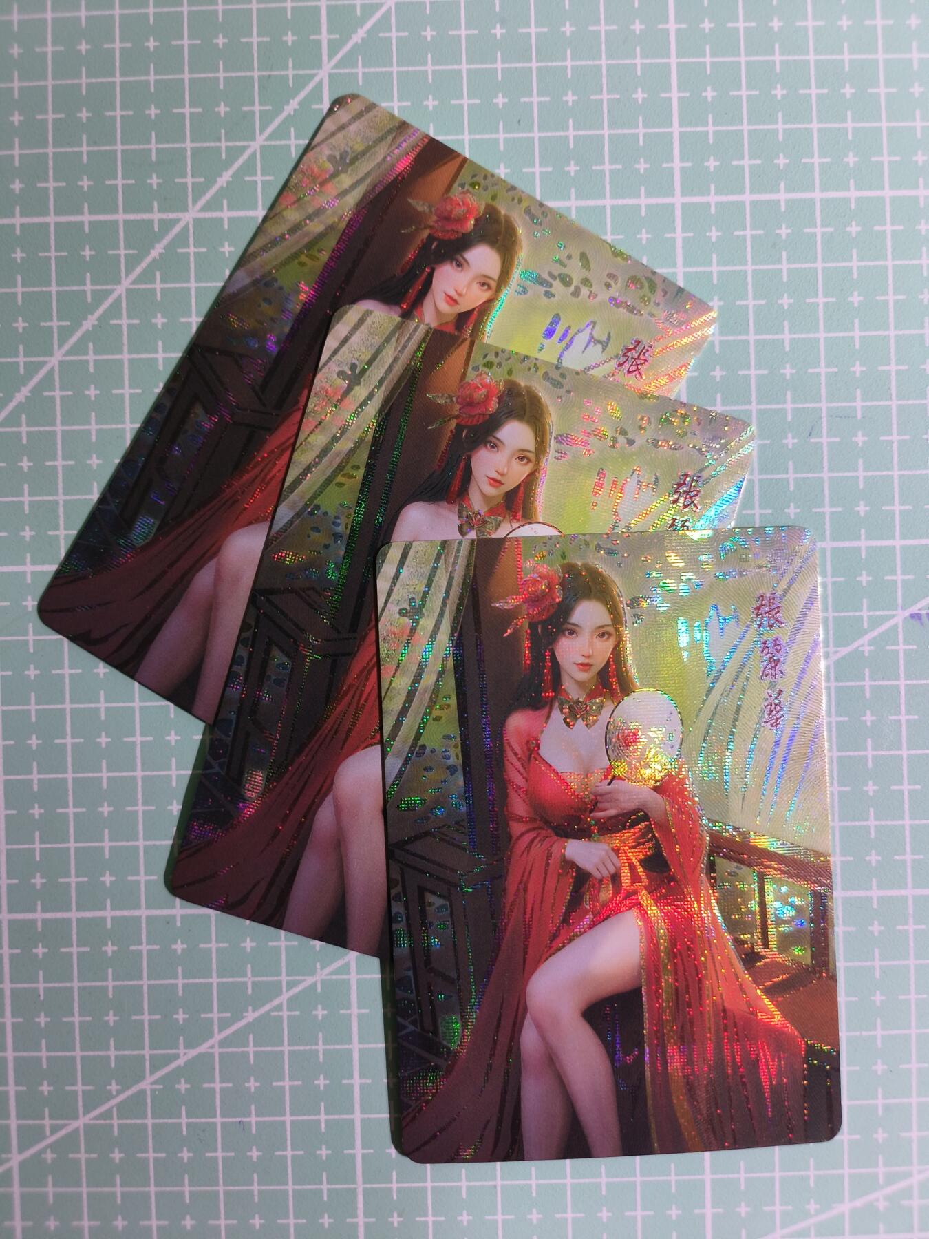 C先生卡牌 第15期 元集纪·刷子签·罐儿签·毒瘤签(持续收拍品中...) 【纱布闪】鸡腿卡牌《佳人录》张丽华 三渐变(有轻微凹坑，介意勿拍)