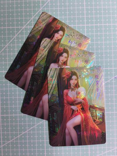 C先生卡牌 第15期 元集纪·刷子签·罐儿签·毒瘤签(持续收拍品中...) - 【纱布闪】鸡腿卡牌《佳人录》张丽华 三渐变(有轻微凹坑，介意勿拍)