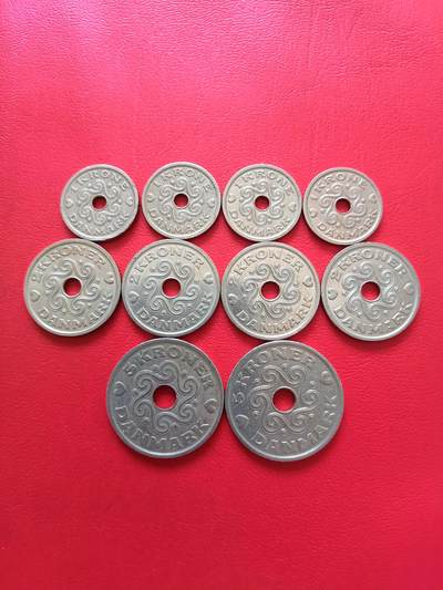 【云涧收藏】第七十六场 - 丹麦1、2、5克朗10枚