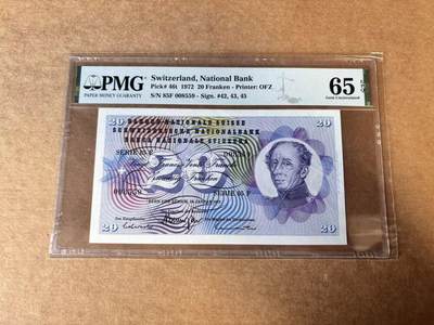 【Blue Auction】世界纸币精拍第745期——18级TOP拍卖/信誉/品质/专业/高效💫 - 【千位小号无47】瑞士1972年20法郎  PMG65EPQ 