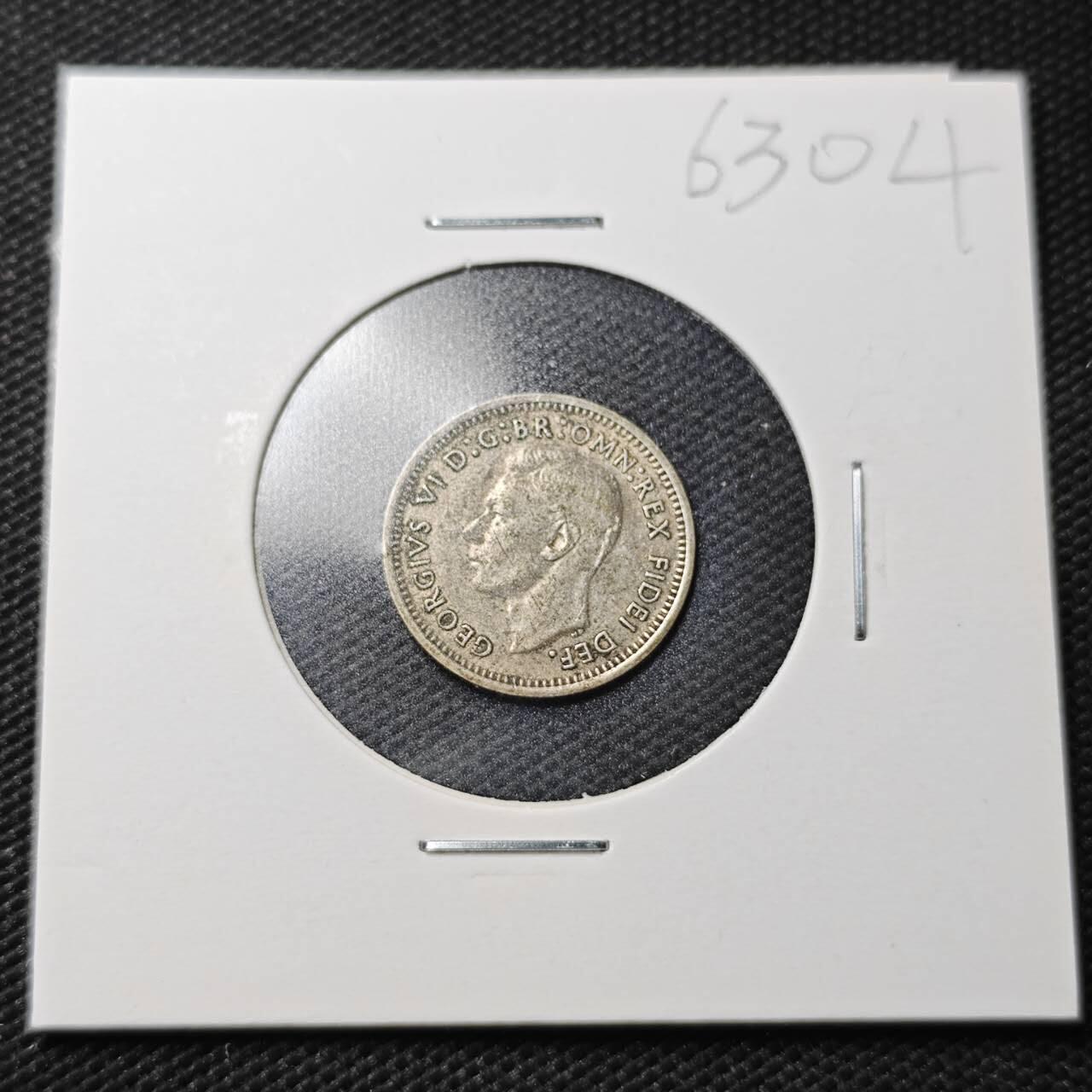 KK钱币收藏小铺  第363场  2月预留时间 周末发货  1951澳大利亚3便士银币