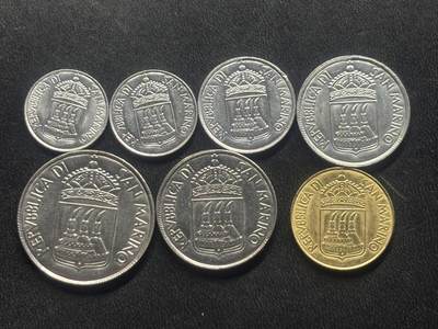 邮泉阁限时拍卖第三十四场 圣马力诺、梵蒂冈、意大利硬币专场（硬币在国外。请付邮费6元。） - 圣马力诺1973年7枚