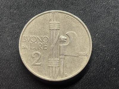 邮泉阁限时拍卖第三十四场 圣马力诺、梵蒂冈、意大利硬币专场（硬币在国外。请付邮费6元。） - 意大利王国维克托·伊曼纽尔三世1926年2里拉