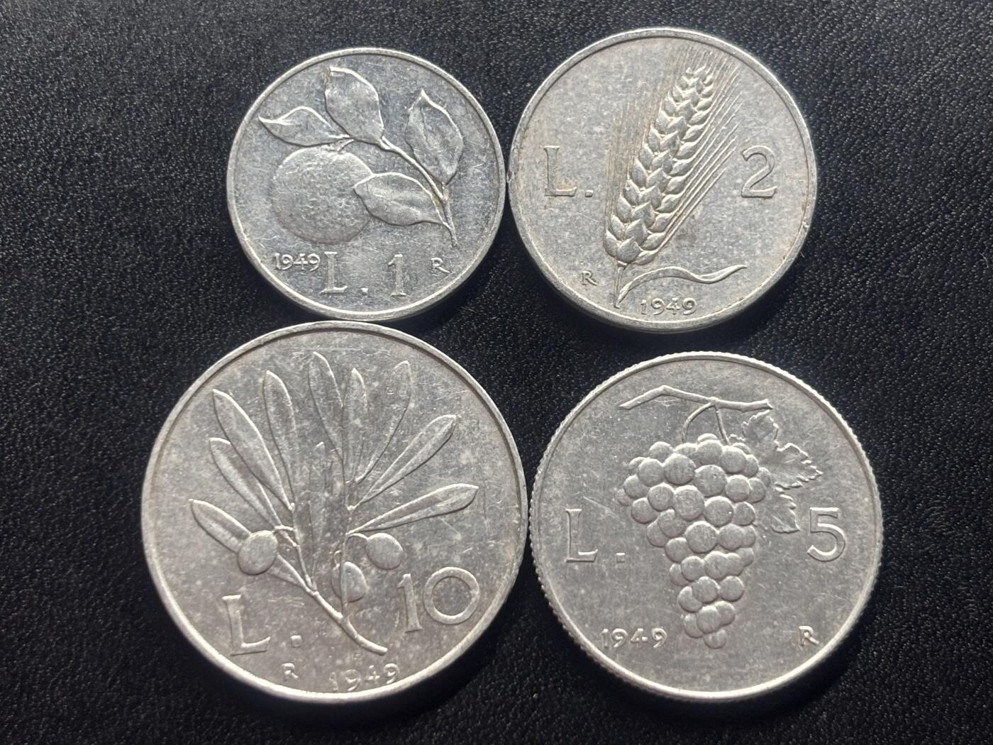 邮泉阁限时拍卖第三十四场 圣马力诺、梵蒂冈、意大利硬币专场（硬币在国外。请付邮费6元。） 意大利1949年4枚