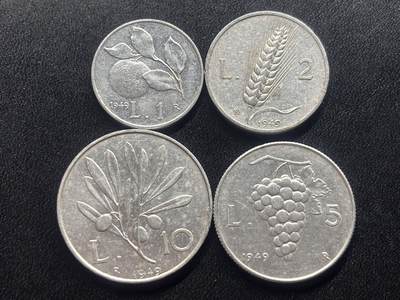 邮泉阁限时拍卖第三十四场 圣马力诺、梵蒂冈、意大利硬币专场（硬币在国外。请付邮费6元。） - 意大利1949年4枚