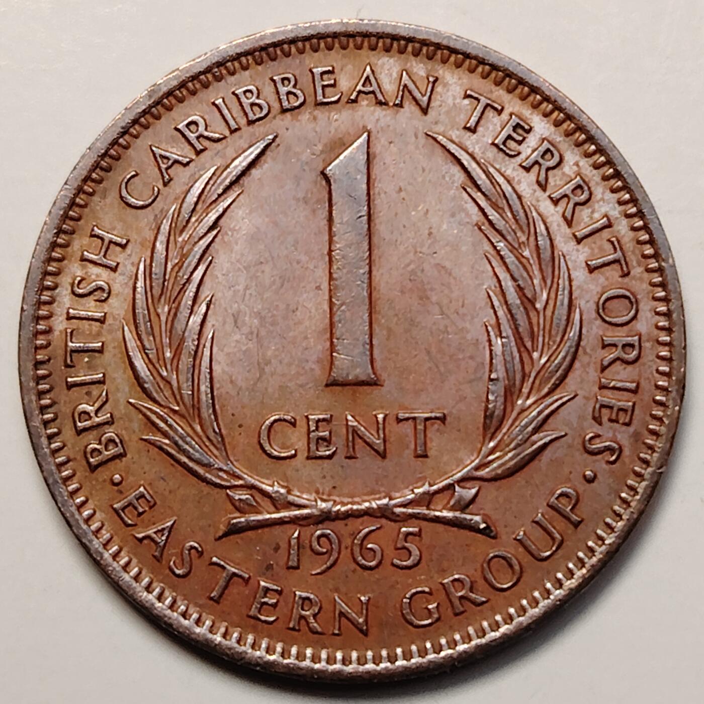 布加迪🐬～世界钱币(上海)🌾第 256 期 /  各国套币和散币 加勒比国家 1965年 1分