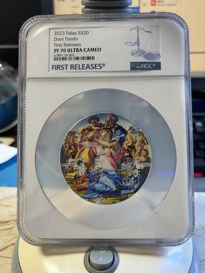 第180期拍卖【长期征集拍品】【北京币展专场】 - 帕劳2023年拼图系列5米开朗基罗圣约翰家庭3盎司银币NGC-PF70首原盒证书，999银，发行499枚