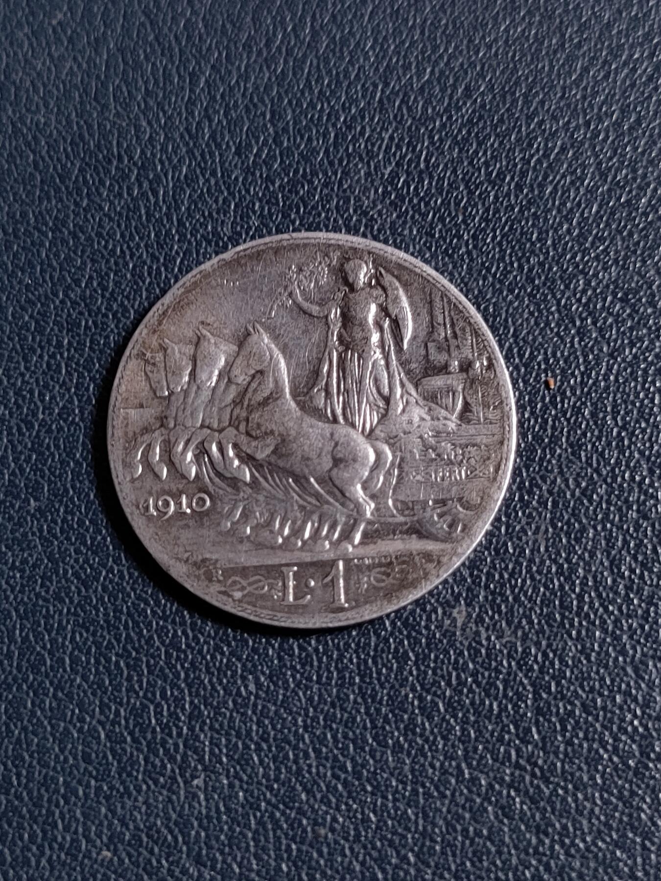 世界各国银币章专场（第23场） 1910年意大利伊曼纽尔三世1里拉银币