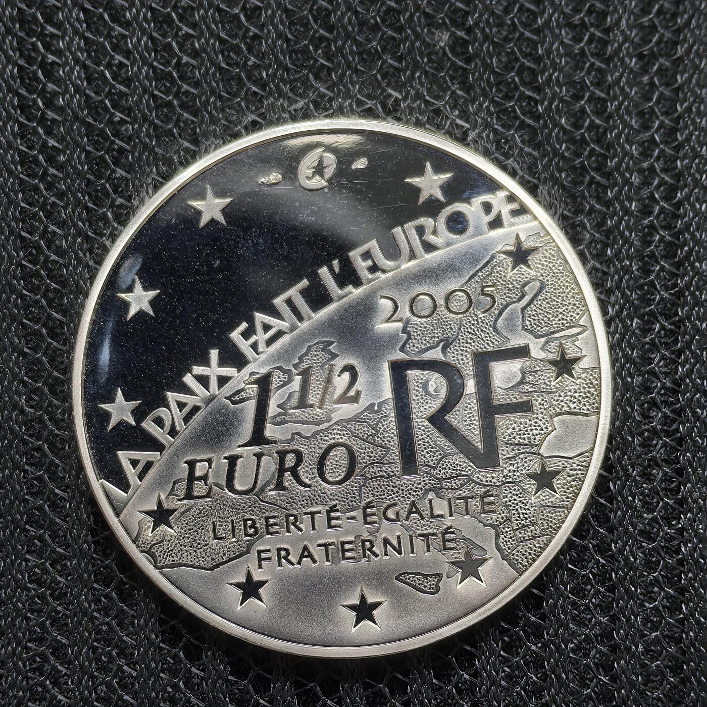 道一币馆币章第一百五十四场 欧洲之星 法国2005年自由和平欧洲60周年1.5欧元精制银币 22.2g 900S